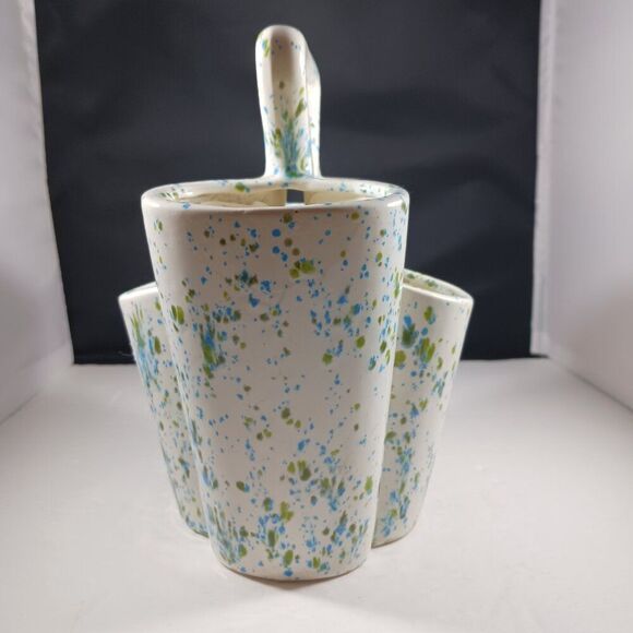 MCM 1975 Blue Green Splatterware Bud Vase / Utensil - Picture 5 of 12